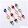 Charms Moda all'ingrosso 6Mm Birthstone Ciondolo in vetro cristallo per bracciale Orecchini in oro rosa 12 mesi Colorf Gioielli fai da te Ch Dhhpn