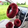 Steering Wheel Covers Winter Warm Wool Cover With Handbrake & Gear Shift For Womens (Beige)