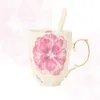 Tassen Bignosedeer Rosa Porzellan Mode Britische Bone China Kaffeetasse Goldener Griff Untertasse Keramik Blumen Teeset Teetasse