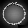 Link Chain Luxury M 4mm 925 Sterling Sier armbanden 8 inch vrouwen Twisted Rope Pols Wrap Bangle voor Men S Mode Jewelry Drop D OTBKJ