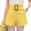 Damskie spodenki Korea Women Lady Casual High Talies Great Neth Yellow Beige Black Sash Woman Womans Fashion xxl