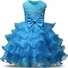 Girl Dresses Flower Tutu Dress Children Sequins Cake Party Fancy Bow In Sashes Princess Costumes Girls First Communion