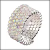 Tennis Fashion Bridal Jewelry 2/3/4/5 Rows Elastic Rhinestones Color Bracelets For Women Wedding Hand Wrist Bracelet Drop Delivery Otbgy