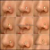 Nose Rings Studs Vintage Women Clip On Earrings Crystal Ear Cuff Non Pierced Earring Fashion Punk Rock Drop Delivery Jewelry Body Otzxc