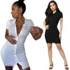 Party Dresses Summer Women Sexy Dress Short-Sleeve Lapel Single-Breasted