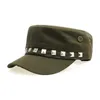 Brede rand hoeden winterhoed gewoon vintage hoogwaardige gewassen katoenen platte top militaire pet vrouwen unisex Duitse leger caps herfst