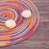 Table Mats Braided Colorful Round Place For Kitchen Dining Runner Heat Insulation Non-Slip Washable Placemats Set Of 12