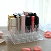 Förvaringslådor transparent kosmetisk läppstift arrangör nagellack fodral kvinnor makeup verktyg toalett akryl 24 rutnät