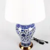 Lâmpadas de mesa chinesas pintadas à mão em lâmpada de porcelana azul e branca led de porcelana E27 para sala de estar a cabeceira H 54cm 1283