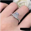 Solitaire Ring Designer Moissanite Pear Shape Diamond Heart Micro Setting Rings Size 819 مع شهادة بطاقة سوداء Drop Dhshy