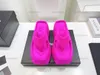 Designer women's sponge platform slippers. Beach shoelace toe flip sandal counter synchronous market exclusive original size: 35-40