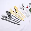 식기 세트 플랫 웨스트 웨스턴 스테인리스 스틸 테이블웨어 홈 디저트 스푼 포크 칼날 세트 6pcs/set silver cutlery