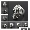 Band Rings Gothic Skl Carved Biker Mens Antisier Retro Punk For Men S Fashion Jewelry In Bk Drop Delivery Otytr