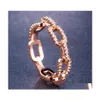 Band Rings Creative Chain Ring Zircon Wedding for Women Sier Rose Gold Copper Rhinestone Engagement Smycken Drop Delivery Dhjkm