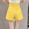 Женские шорты Корея Женская Женская Леди Случайная высокая талия с широкой ногой желтые бежевые черные поясные женщины Женщины мода xxl