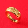 Anneaux de mariage sculpté dragon chinois bandes de bague en cuivre pour hommes femmes large mode bijoux en or