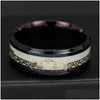 Wedding Rings Black Plated Luminous Couple Gifts For Valentines Day Fashion Jewelry Drop Delivery Ring Dhiyw
