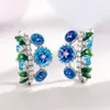 Boucles d'oreilles CAOSHI fantaisie fleur dame accessoires de fête avec zircone brillante personnalité exquise Design bijoux pour les femmes