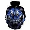 Męskie bluzy z kapturem z kapturem z kapturem z kapturem z kapturem pullover kurtka Tiger Lion pełna bluza s-6xl