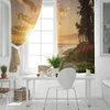 Rideau Tropical coucher de soleil plage moderne rideaux de fenêtre pour salon chambre cuisine traitement rideaux maison El décoration