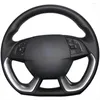 Крышка рулевого колеса сшита вручную черную искусственную кожаную автомобильную крышку для DS5 DS 5 DS4S 4S