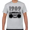 Camisetas masculinas camisa tops homens 1989 boombox super casual geek preto curto masculino camiseta xxx