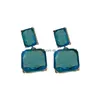 Dangle Chandelier Korean Green Earrings Personality Fashion Geometric Square Glass Crystal Pendant Jewelry Drop Delivery Dhdqz