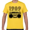 Camisetas masculinas camisa tops homens 1989 boombox super casual geek preto curto masculino camiseta xxx