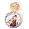 Uomo Donna Nuova collana alla moda Oro argento Colori Bling CZ Rosa Collana con ciondolo con foto personalizzata con collana a catena con corda da 3 mm 24 pollici Bel regalo