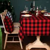 Tovaglia Tovaglie rettangolari Decorazione natalizia Pieghevole Nordic El Party Cotone e lino Sala da pranzo Creativo Bianco Nero Griglia