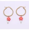 Hoop Earrings Vintage Pearl For Women Color Soft Ceramics Pendant Of Earring Bohemia Floral Dangle Drop 2023 Fashion Jewelry