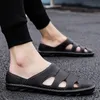 Sandals Men 2023 أحذية غير رسمية النعال روما الرجعية السميكة السميكة القاع المفتوح شاطئ القدم على الشرائح الصيف
