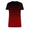 T-shirts pour femmes T-shirt d'été Femmes Casual Col rond Manches courtes Gradient Print Twist Long Cotton Athletic Tops