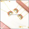 Colares de pingentes Rainbow fl cubic zirconia colar Chain Gold para mulheres jóias de moda como dia dos namorados gotez entre entregar dhml6
