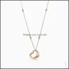 Pendant Necklaces Original 100 925 Sterling Sier Classic Love Double Ring Shape Necklace Rose Gold Elegant Jewelry 712 Drop Delivery Dhrjq