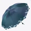 Umbrellas Thickened Sunshade Manual Folding Black Glue Double Reinforced Windproof 10 Bone Clear Umbrella