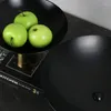 プレートラグジュアリーブラックゴールドダブルコンポートステンレススチールフルーツプレートソフトテーブルトップ装飾装飾品の装飾品のリビングルーム