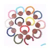 Braccialetti con ciondoli 13 colori 8 cm monogramma moda braccialetto di perline di legno braccialetto di chip braccialetto yoga in legno regolabile elastico donna goccia di perline Dhxrh