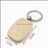 Keychains Lanyards Blanco Wood Key Chain Holders Round Square Rec vorm Gepersonaliseerde EDC Wooden Diy Craft Keyrings Gift DHS Drop de Dh7gh