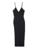 Sıradan elbiseler Ailigou 2023 Kadın Spagetti Kayışı Seksi V Boyun Elmas Toka Kesim Sıkı Uzun boylu bölünmüş uzun bandaj elbisesi ünlü parça