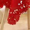 Table Cloth Christmas Embroidered Hollow-Out Round Linen For Restaurant Dinning Xams Party Banquet Events 33 Inch