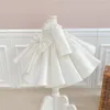 Robes de fille 1st fête d'anniversaire bébé filles robe blanche princesse baptême baptême à manches longues Tulle robe de bal de mariage