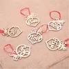 Christmas Decorations 6Pcs/Lot Wooden Ornament Brain Laser Hollow Tree Hanging Tags Pendant Decor Merry