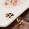 Hoopörhängen 2023 Trend Bride Wedding Black Zircon 585 Rose Gold Hollow Flower for Girls Vintage Daily Jewelry Gifts