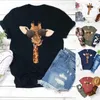 Kvinnors T-skjortor för juniorer Kvinnors sommargiraff tryckt kortärmad t-shirt avslappnad blus kvinnor lättvikt långärmad