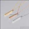 Pendant Necklaces Engraving 3D Bar Name Necklace Personalized Text Mes Simple Design Women Customized Dangle Cuboid Stick Stainless Dh3Fu