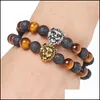 أساور أخرى مصنوعة يدويًا Lava Lion Head Beads Rope Charm Bracelet Men Women Yoga Jewelry Barkles D237S Z Drop Dress Delivery DHF6U