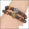 Autres Bracelets À La Main Lava Tête De Lion Perles Corde Charme Armure Bracelet Hommes Femmes Yoga Bijoux Bracelets D237S Z Drop Delivery Dhf6U