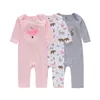 Baby Strampler Langarm 100% Baumwolle Leinen Druckmuster Neugeborenen Baby Mädchen Kleidung Baby Jungen Einteiliges Outfit Säuglingsspielanzug