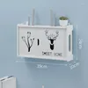 Hooks Creative Wifi Router Shelf Wall Mounted Storage Wood-Plastic Box Organizer For Cable Power Wire Plug Home Decor